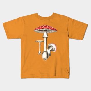 Amanita Muscaria Mushroom Botany Illustration Kids T-Shirt